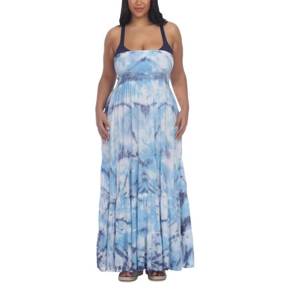 Raviya Plus Womens Tie-Dye Strapless Cover-up Size 1X - Picture 1 of 3